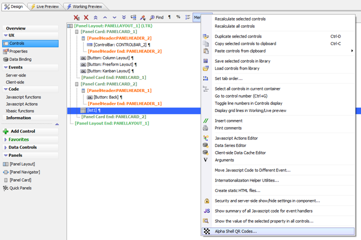 UX Builder More Menu
